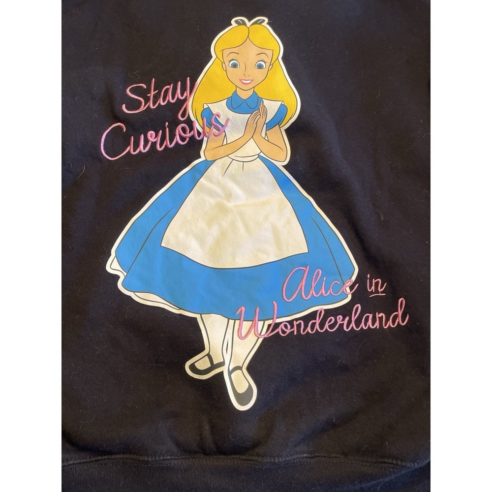 Disney Alice In Wonderland Embroidered Hooded Sweatshirt Small 4-6 - Picture 3 of 3